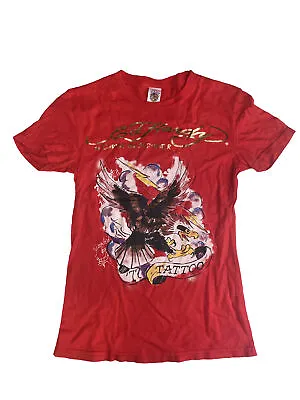 RARE Ed Hardy Kids Red Eagle Tattoo Short Sleeve T-Shirt Size 5/6 - Made In USA • £11.87