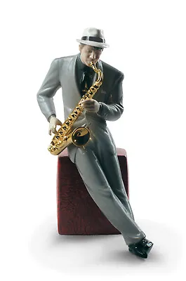 Lladro #9330 Jazz Saxophonist Brand New In Box Musician Gold Instrument F/sh • $799.98