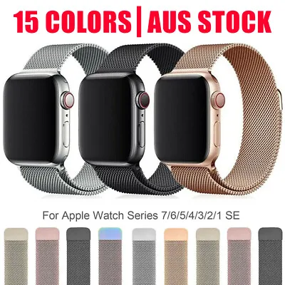 For Apple Watch Band Series 9 8 7 6 5 4 SE Stainless Steel Strap 38MM 40 42 44MM • $7.75