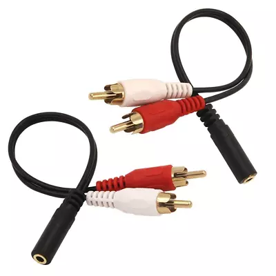 3.5Mm Female To 2 RCA Male Stereo Audio Y Cable 2-Pack Gold Plated Adapter Comp • $7.50