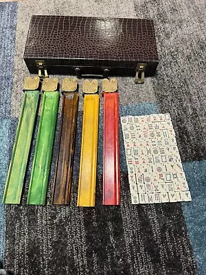 Vintage Cardinal Mahjong Mah Jongg 80 Tiles 5 Racks Bakelite Catalin American?? • $65.88