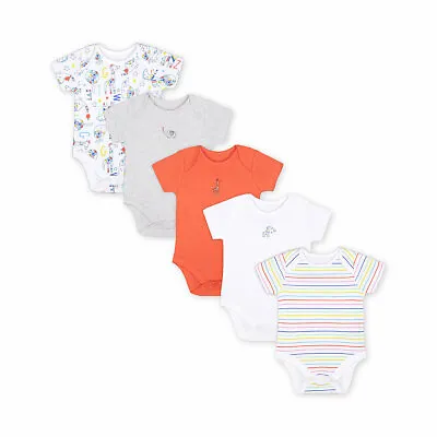 £8.99 • Buy MOTHERCARE Baby Bodysuits Vests 5 Pack Cotton Jungle Animals Unisex Boys Girls