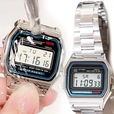 Watch Classic Digital Grey Dial Stainless Steel Bracelet A158W (No Casio) • $8.75