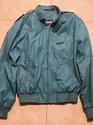 Members Only Jacket 40 Teal Green Cafe Racer Bomber Full Zip Vintage 80s • $27.99