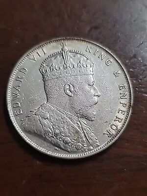 Straits Settlements 1907 One Dollar Edward VII  World Silver Coin • $125