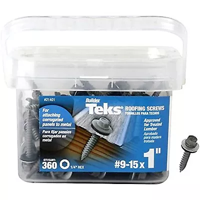 Teks #9 X 1 In. HEX Washer Head Sharp PT Metal-to-Wood Roofing Screws 360CT • $46.43