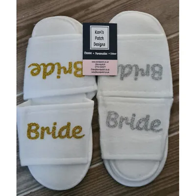 £3.95 • Buy Personalised Bride And Wedding Party Slippers In Glitter 