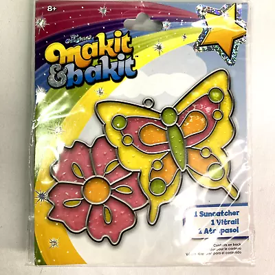 Vintage Makit & Bakit Suncatcher Glass Kit Butterfly And Flower NEW • $3.99