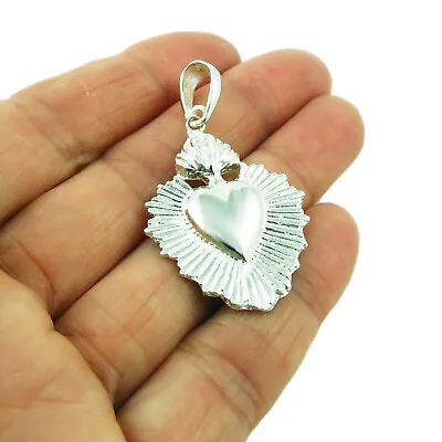 Flaming Heart 925 Sterling Silver Pendant In A Gift Box • £39.99