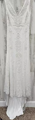 LULUS Size SMALL Passionate Romance White Beaded Sequin Mermaid Maxi Dress*NWOT • $142.50