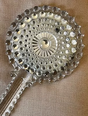 Vintage Vanity Hand Mirror / Clear Glass With Beautiful Hobnail Design • $18.95