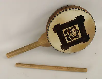 $99.99 • Buy Unique VTG Antique Wood Chinese Ceremonial Hand Held Drum EX Cond. Sounds Great!