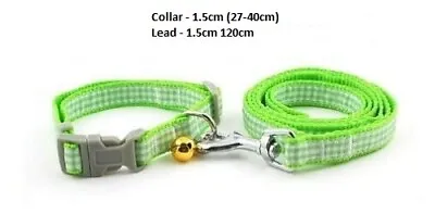 Dog Collar And Lead Leash Set Plaid Tartan Puppy Small Medium Nylon Strong Tough • £5.29