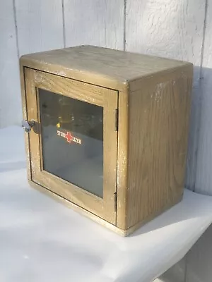 Antique Medical Cabinet Wood Apothecary Barber Sterilizer Display Case UNTOUCHED • $125