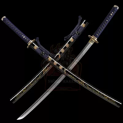 Clay Temperped T10 Steel Japanese Samurai Sword Katana Brass Tsuba Razor Sharp • $136.66