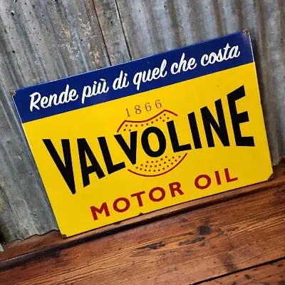 Vintage Porcelain VALVOLINE French Sign Gas Oil Station Advertising Can Pump • $649