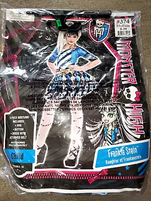 MONSTER HIGH GIRLS HALLOWEEN COSTUME Medium 8/10 Wig Dress Belt Pretend Play Too • $13.56