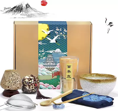 $38.99 • Buy 9 PCS Japanese Matcha Tea Set Whisk Scoop Bowl Caddy Ceremony Kit