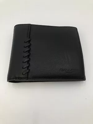 COACH Men’s Black Billfold Double Fold Bifold Leather Wallet • $45