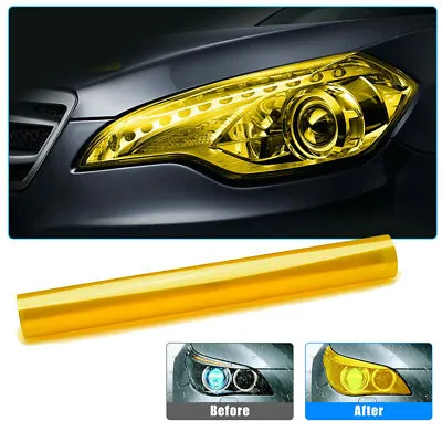 Car Gloss Tint Headlight Foglight Vinyl Film Sticker Yellow Accessories 30*180cm • $19.01