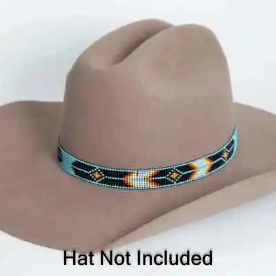 Western Seed Beaded Hat Band Fit Cowboy Hatband South West Multi Color Hat Band • $29.48