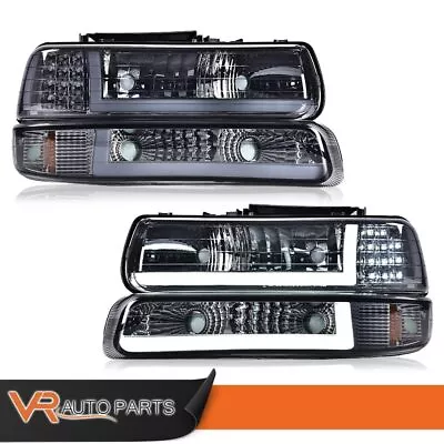 Fit For 99-02 Chevy Silverado 00-06 Tahoe Chrome LED DRL Headlights Bumper Lamps • $89.80