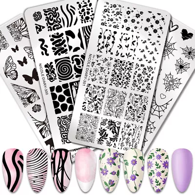 NICOLE DIARY Rectangle Punching Plate Templates Stamp Nail Charms Mold Tools • $1.16