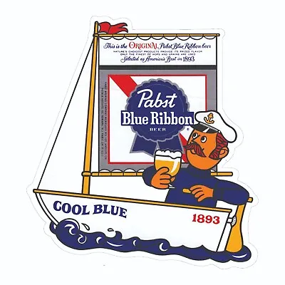 Pabst Blue Ribbon Sailboat Cool Blue Decal / Bumper Sticker  • $3.59