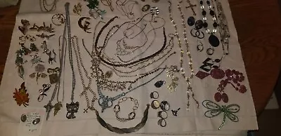 Vintage Lot Jewelry Over 6 Lbs Wear Craft Sterling Fine Fashion Rings Necklaces • $29.99