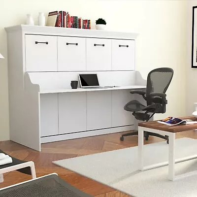 URBAN LOFT  ANDRYA” Full Murphy Wall Bed / Easy Install White W/Desk • $3495