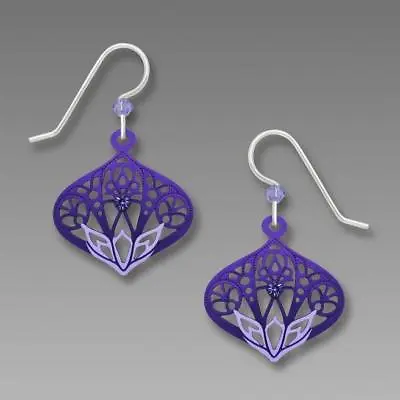 Adajio Earrings Tanzanite Purple Moroccan Style Filigree Drop Aqua Lotus Design • $20.50