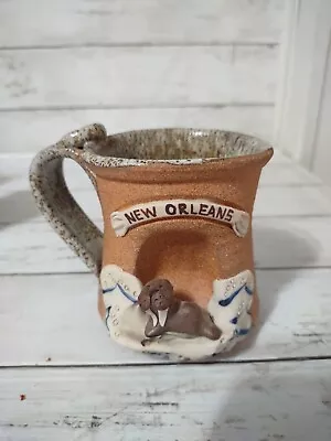 VTG Studio Art Pottery Stoneware Coffee Mug Tea Cup New Orleans Walrus Wildlife • $14.50