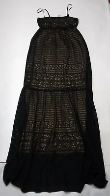 MAX STUDIO S Dress Lace Black Long Maxi Stretchy Boho Burnout $168 • $35