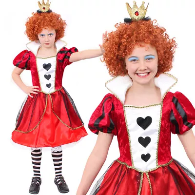 Girls Queen Of Hearts Costume World Book Day Character Fancy Dress Childs Kids • £16.99