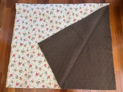 Vintage Mid Century Quilted Fabric Mushrooms Brown White Polka Dot 75½  X 42  • $29.99