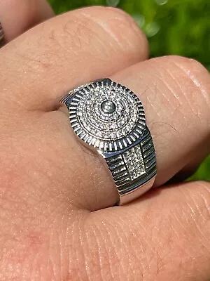 Men's Solid 925 Sterling Silver CZ Pinky RING ICED Bust Out Down Size 7-13 • $43.27