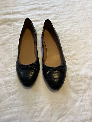 J Crew Ballet Flats 8 Black Embossed Crocodile  • $27.49