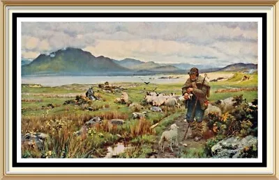 Vintage WATERLOW Art Print THE ORPHAN Irish Farm Landscape Lambing Season Sheep • $9.33