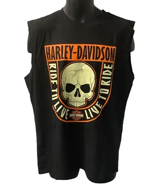 Harley Davidson Men's Simple Skull Sleeveless Tank Shirt Black 402913960 • $34