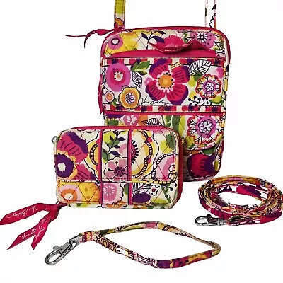 Vera Bradley Set Crossbody Bag Bouncing Bouquet Floral Pink Hipster Wallet • $15