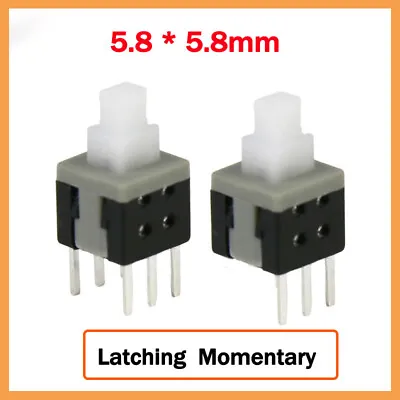 Tact Tactile Push Button Switches 5.8x5.8mm PCB Latching Momentary Lock 3 6 Pin • $4.89