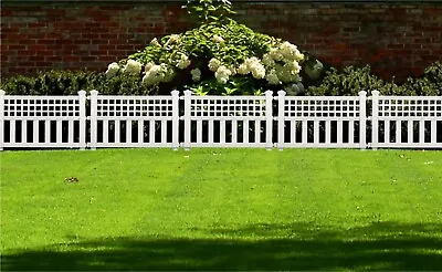 Farmhouse White Plastic Picket Fence Resin Yard Garden Border Edgings Landscape • £64.95