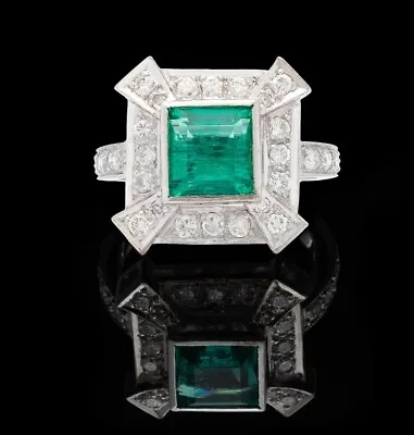 $2377.28 • Buy 0.90ct Natural Round Diamond 14k White Gold Emerald Anniversary Wedding Ring