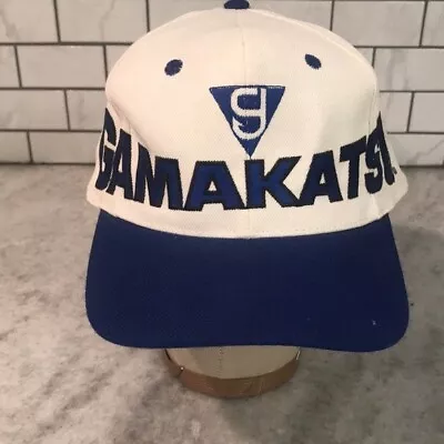 Vintage Gamakatsu Fishing Snapback Hat Mens Tournament Caps Blue White EWG 90s • $27.99