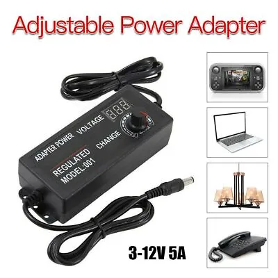 Electrical Power Supply Adapter Charger Variable Voltage Adjustable 3V-12V AC/DC • £9.26