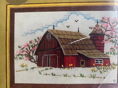 Summer Barn And Silo Vintage Crewel Embroidery Kit Jiffy Stitchery NIP 5x7 • $12