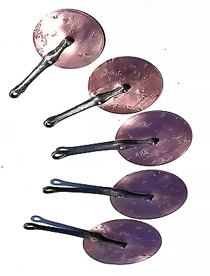 Vintage French Copper Pan Lid Cover Set X5 Hammered Made France 5.1-8.3inch 4lbs • $255