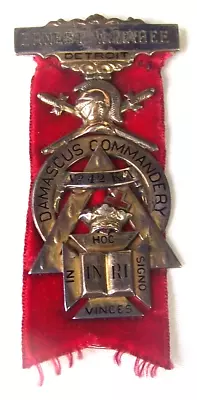 Antique Masonic Knights Templar Detroit Medal Badge Medal Damascus Commandry 42 • $49.99