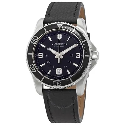 Victorinox Maverick Black Dial Black Leather Men's Watch 241862 Brand New • $364.95