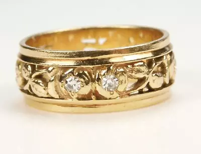 Antique 1920's Diamond 14KY Engagement Wedding Band Ring Size 5 UK-J1/2 EGL USA • $1250